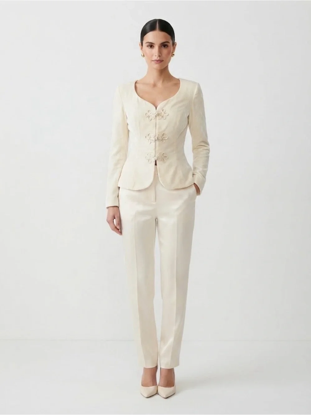 Vintage Watters and Watters Cream Velvet Formal Jacket Size 2
